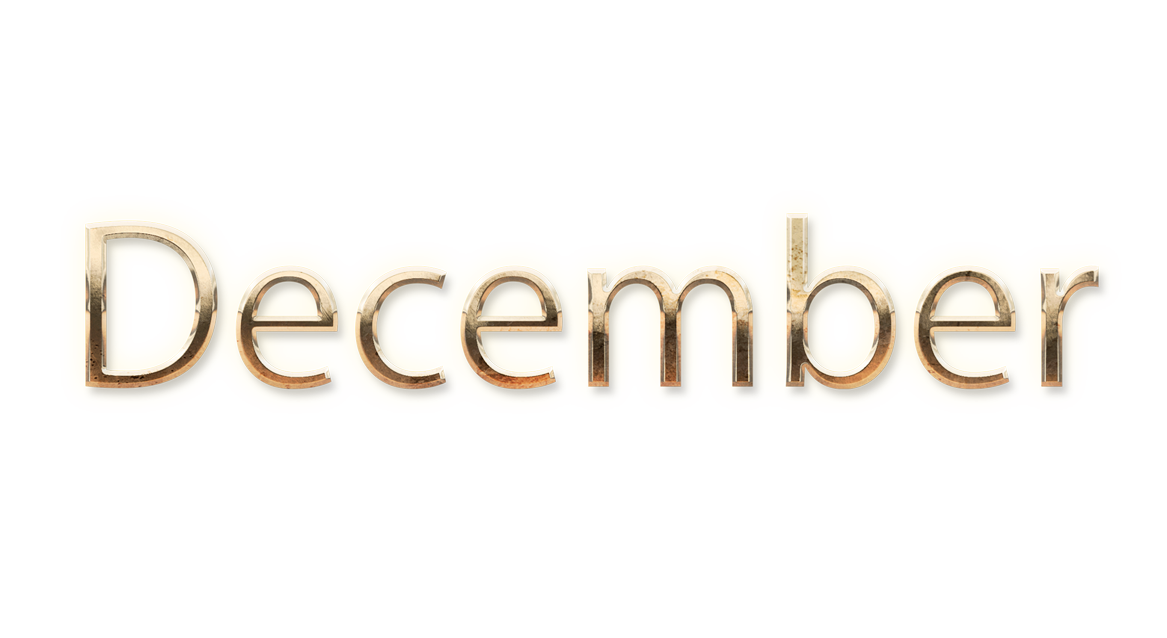 DECEMBER month name word DECEMBER gold text typography PNG images free